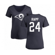 Football Women's Los Angeles Rams #24 Taylor Rapp Navy Blue Name & Number Logo Slim Fit T-Shirt
