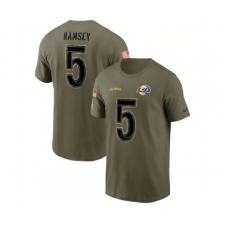 Men's Los Angeles Rams #5 Jalen Ramsey 2022 Olive Salute to Service T-Shirt