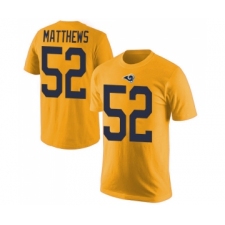 Men's Los Angeles Rams #52 Clay Matthews Gold Rush Pride Name & Number T-Shirt