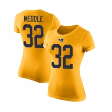 Women's Los Angeles Rams #32 Eric Weddle Gold Rush Pride Name & Number T-Shirt