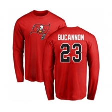 Football Tampa Bay Buccaneers #23 Deone Bucannon Red Name & Number Logo Long Sleeve T-Shirt