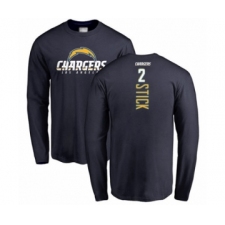 Football Los Angeles Chargers #2 Easton Stick Navy Blue Backer Long Sleeve T-Shirt