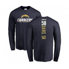 Football Los Angeles Chargers #58 Thomas Davis Sr Navy Blue Backer Long Sleeve T-Shirt