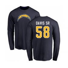 Football Los Angeles Chargers #58 Thomas Davis Sr Navy Blue Name & Number Logo Long Sleeve T-Shirt