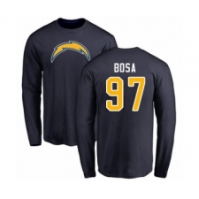 Football Los Angeles Chargers #97 Joey Bosa Navy Blue Name & Number Logo Long Sleeve T-Shirt