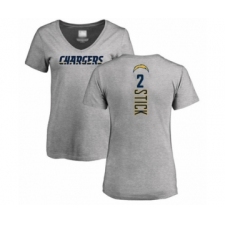 Football Women's Los Angeles Chargers #2 Easton Stick Ash Backer T-Shirt