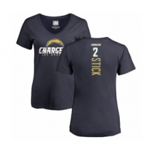 Football Women's Los Angeles Chargers #2 Easton Stick Navy Blue Backer T-Shirt