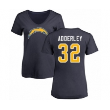 Football Women's Los Angeles Chargers #32 Nasir Adderley Navy Blue Name & Number Logo T-Shirt