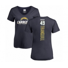 Football Women's Los Angeles Chargers #49 Drue Tranquill Navy Blue Backer T-Shirt