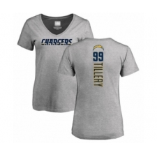 Football Women's Los Angeles Chargers #99 Jerry Tillery Ash Backer T-Shirt