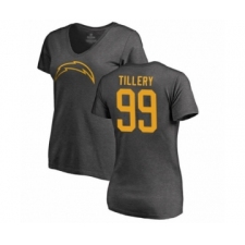 Football Women's Los Angeles Chargers #99 Jerry Tillery Ash One Color T-Shirt