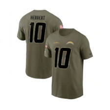 Men's Los Angeles Chargers #10 Justin Herbert 2022 Olive Salute to Service T-Shirt