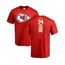 Football Kansas City Chiefs #34 Carlos Hyde Red Backer T-Shirt