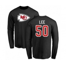 Football Kansas City Chiefs #50 Darron Lee Black Name & Number Logo Long Sleeve T-Shirt