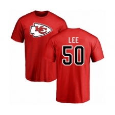 Football Kansas City Chiefs #50 Darron Lee Red Name & Number Logo T-Shirt