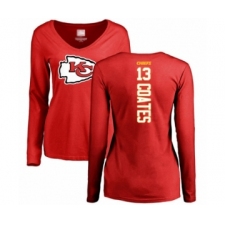 Football Women's Kansas City Chiefs #13 Sammie Coates Red Backer Slim Fit Long Sleeve T-Shirt