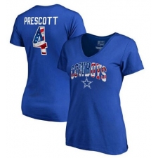 Dallas Cowboys Dak Prescott NFL Pro Line by Fanatics Branded Women's Banner Wave Name & Number T-Shirt - Royal