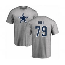 Football Dallas Cowboys #79 Trysten Hill Ash Name & Number Logo T-Shirt