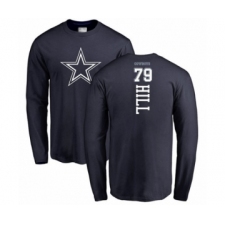 Football Dallas Cowboys #79 Trysten Hill Navy Blue Backer Long Sleeve T-Shirt
