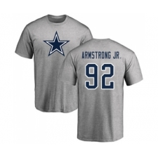 Football Dallas Cowboys #92 Dorance Armstrong Jr. Ash Name & Number Logo T-Shirt