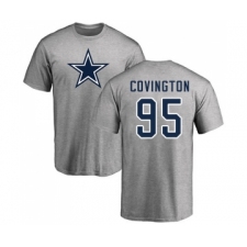 Football Dallas Cowboys #95 Christian Covington Ash Name & Number Logo T-Shirt