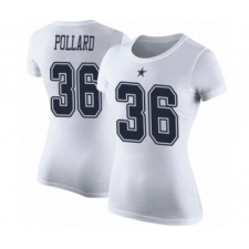 Football Women's Dallas Cowboys #36 Tony Pollard White Rush Pride Name & Number T-Shirt