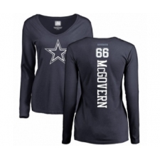 Football Women's Dallas Cowboys #66 Connor McGovern Navy Blue Backer Slim Fit Long Sleeve T-Shirt