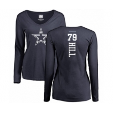 Football Women's Dallas Cowboys #79 Trysten Hill Navy Blue Backer Slim Fit Long Sleeve T-Shirt