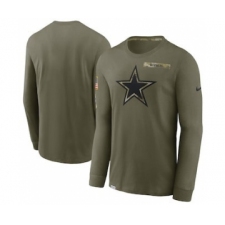 Men's Dallas Cowboys Football Olive 2021 Salute To Service Performance Long Sleeve T-Shirt