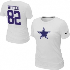 Nike Dallas Cowboys #82 Jason Witten Name & Number Women's NFL T-Shirt - White
