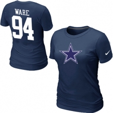 Nike Dallas Cowboys #94 DeMarcus Ware Name & Number Women's NFL T-Shirt - Dark Blue