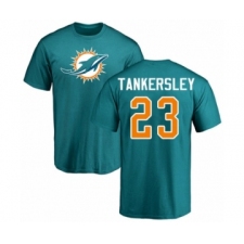Football Miami Dolphins #23 Cordrea Tankersley Aqua Green Name & Number Logo T-Shirt