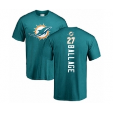 Football Miami Dolphins #27 Kalen Ballage Aqua Green Backer T-Shirt
