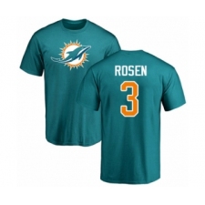 Football Miami Dolphins #3 Josh Rosen Aqua Green Name & Number Logo T-Shirt