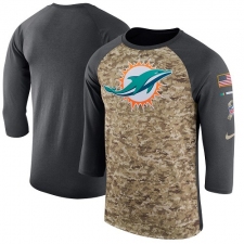 NFL Men's Miami Dolphins Nike Camo Anthracite Salute to Service Sideline Legend Performance Three-Quarter Sleeve T-Shirt