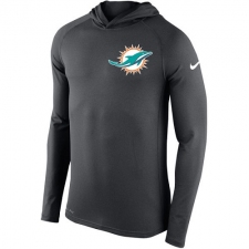 NFL Men's Miami Dolphins Nike Charcoal Stadium Touch Hooded Performance Long Sleeve T-Shirt