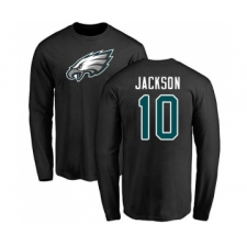 Philadelphia Eagles #10 DeSean Jackson Black Name & Number Logo Long Sleeve T-Shirt