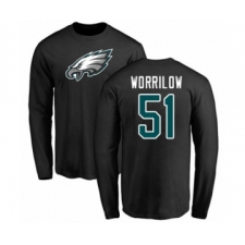 Philadelphia Eagles #51 Paul Worrilow Black Name & Number Logo Long Sleeve T-Shirt