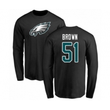 Philadelphia Eagles #51 Zach Brown Black Name & Number Logo Long Sleeve T-Shirt