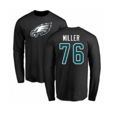 Philadelphia Eagles #76 Shareef Miller Black Name & Number Logo Long Sleeve T-Shirt