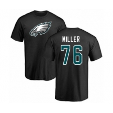 Philadelphia Eagles #76 Shareef Miller Black Name & Number Logo T-Shirt