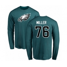 Philadelphia Eagles #76 Shareef Miller Green Name & Number Logo Long Sleeve T-Shirt
