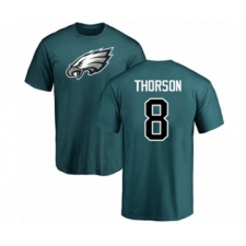 Philadelphia Eagles #8 Clayton Thorson Green Name & Number Logo T-Shirt