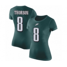 Women's Philadelphia Eagles #8 Clayton Thorson Green Rush Pride Name & Number T-Shirt