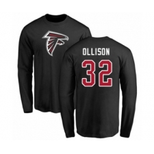 Football Atlanta Falcons #32 Qadree Ollison Black Name & Number Logo Long Sleeve T-Shirt