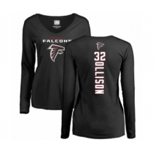 Football Women's Atlanta Falcons #32 Qadree Ollison Black Backer Long Sleeve T-Shirt