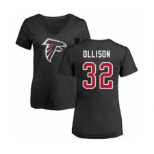 Football Women's Atlanta Falcons #32 Qadree Ollison Black Name & Number Logo T-Shirt