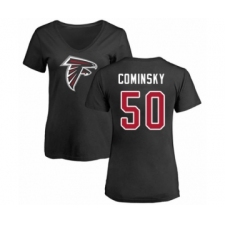 Football Women's Atlanta Falcons #50 John Cominsky Black Name & Number Logo T-Shirt
