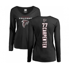 Football Women's Atlanta Falcons #77 James Carpenter Black Backer Long Sleeve T-Shirt
