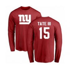 Football New York Giants #15 Golden Tate III Red Name & Number Logo Long Sleeve T-Shirt
